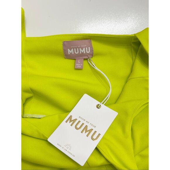 Show Me Your MUMU Neon Citrine Yellow Sleeveless Eden Midi Dress Large NWT - Picture 4 of 5